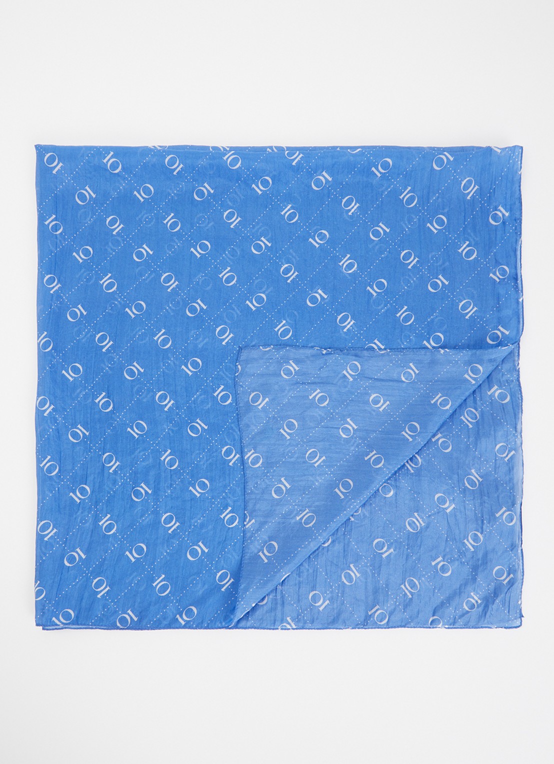 10DAYS Sjaal van zijde met logoprint 90 x 90 cm - voorkant 3 blauw