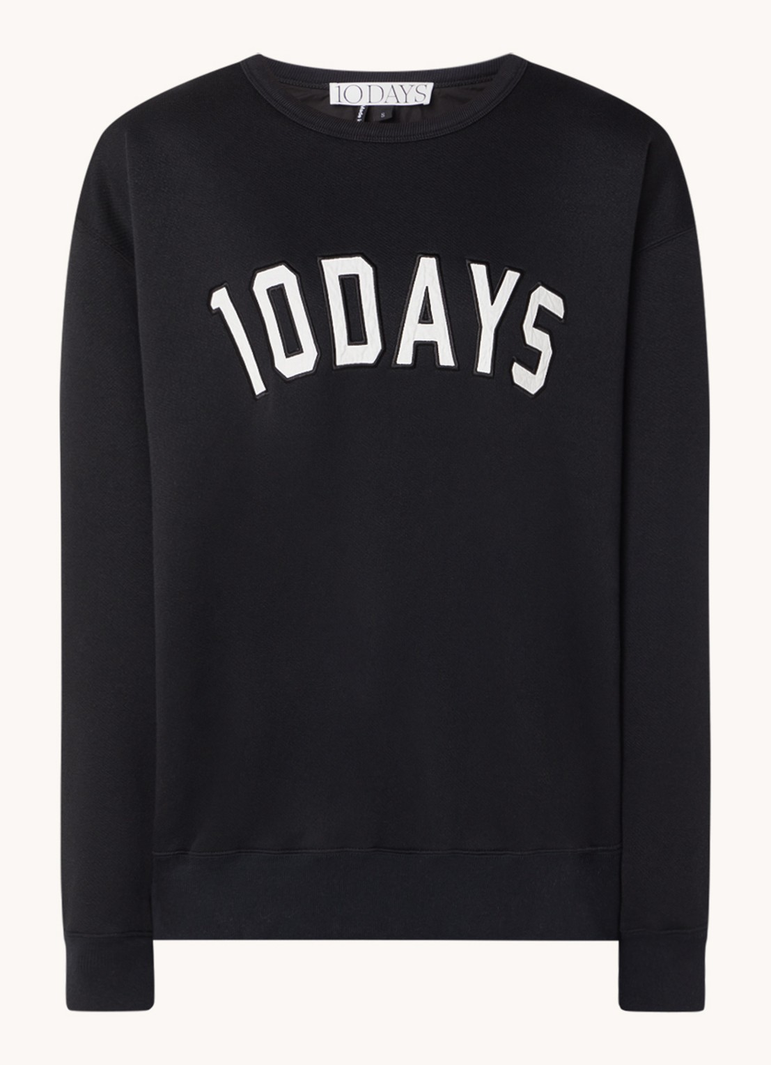 10DAYS Statement oversized sweater met logoborduring - voorkant zwart