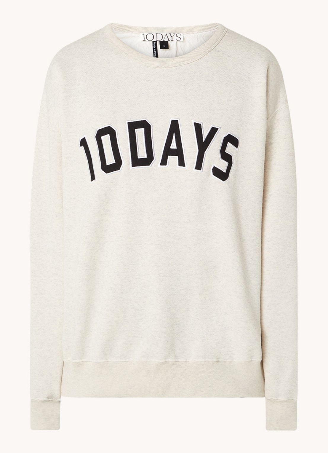 10DAYS Statement oversized sweater met logoborduring - voorkant gebroken wit