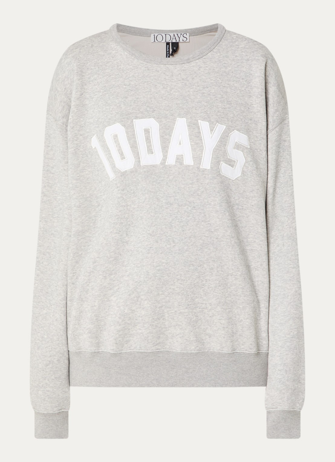 10DAYS Statement oversized sweater met logoborduring - voorkant 2 lichtgrijs