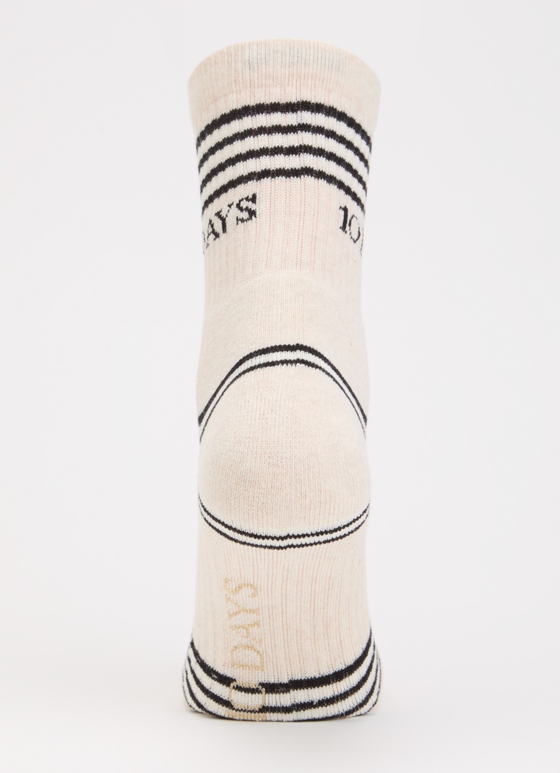 10DAYS Stripes ribgebreide sokken in katoenblend met streepprint  - voorkant 3 beige