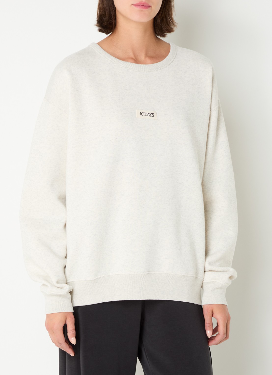 10DAYS Sweater met logo - detail 4 grijsmele