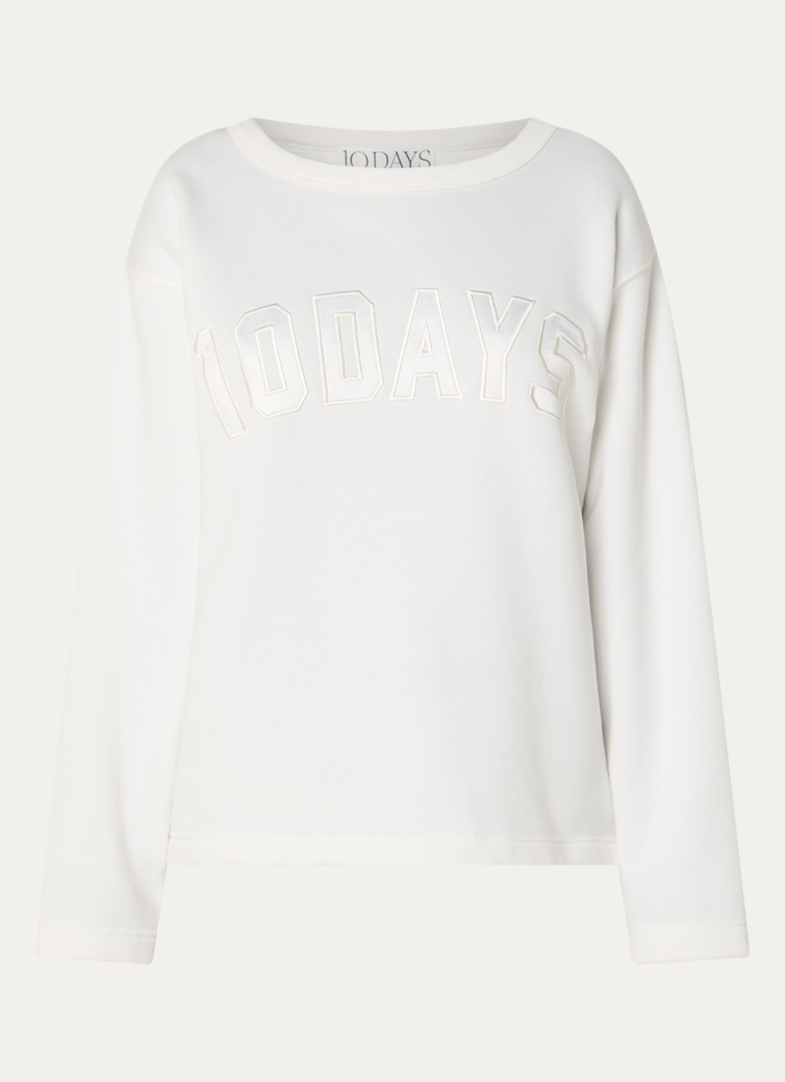 10DAYS Sweater met logo - voorkant 3 gebroken wit