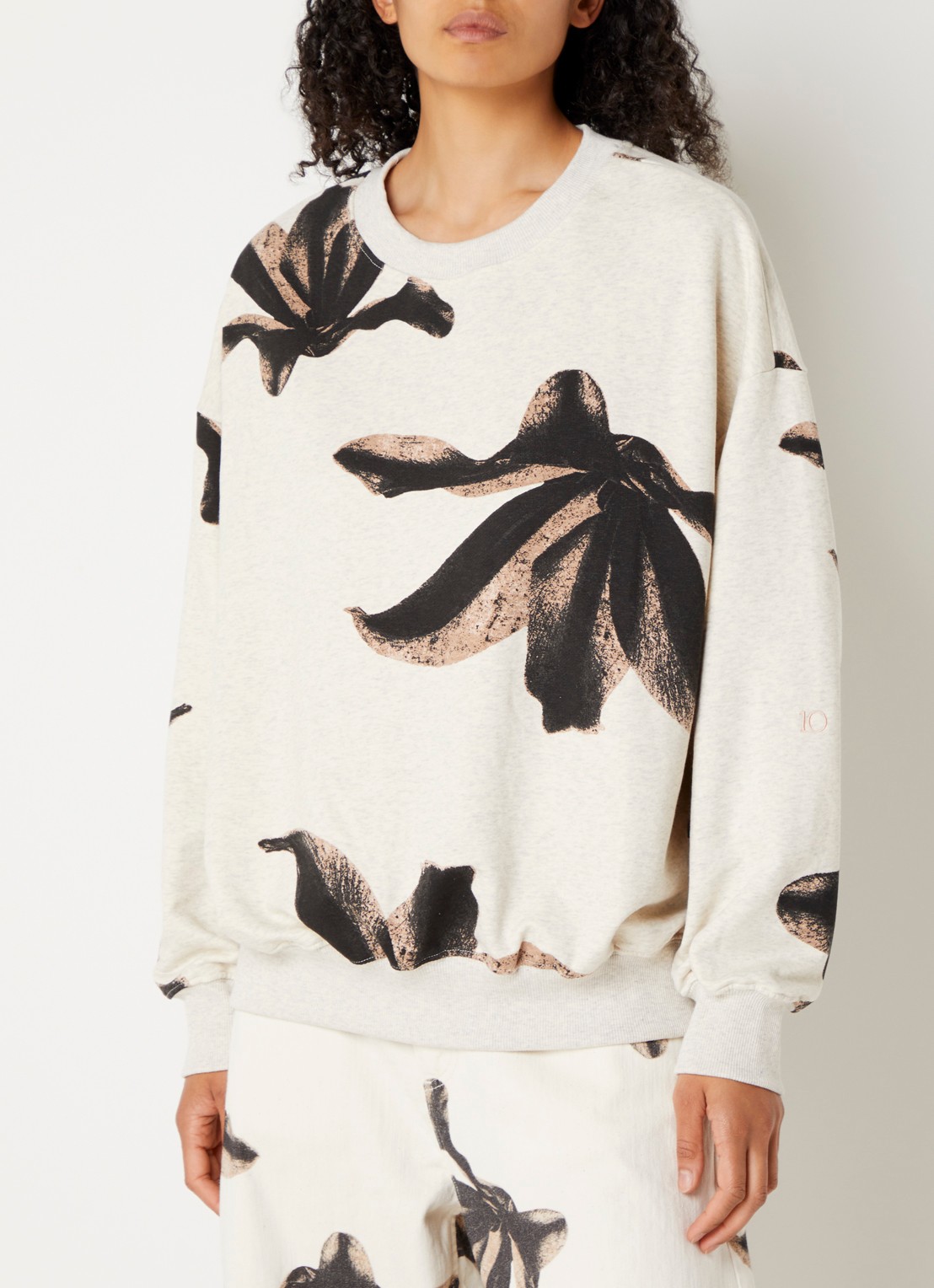 10DAYS Sweater met logo - detail 4 gebroken wit