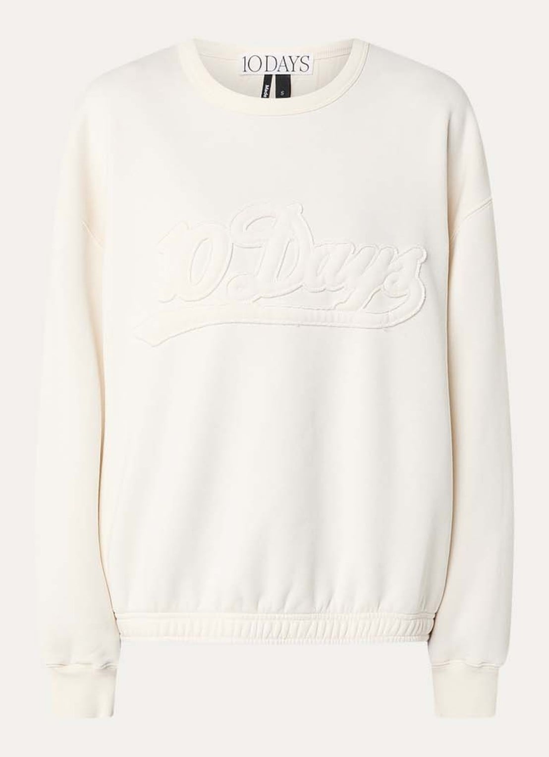 10DAYS Sweater met logoborduring - voorkant 3 ivoor