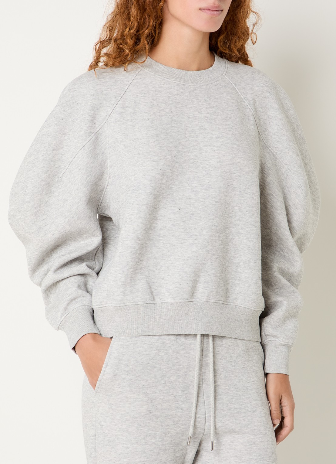 10DAYS Sweater met pofmouw - detail grijsmele