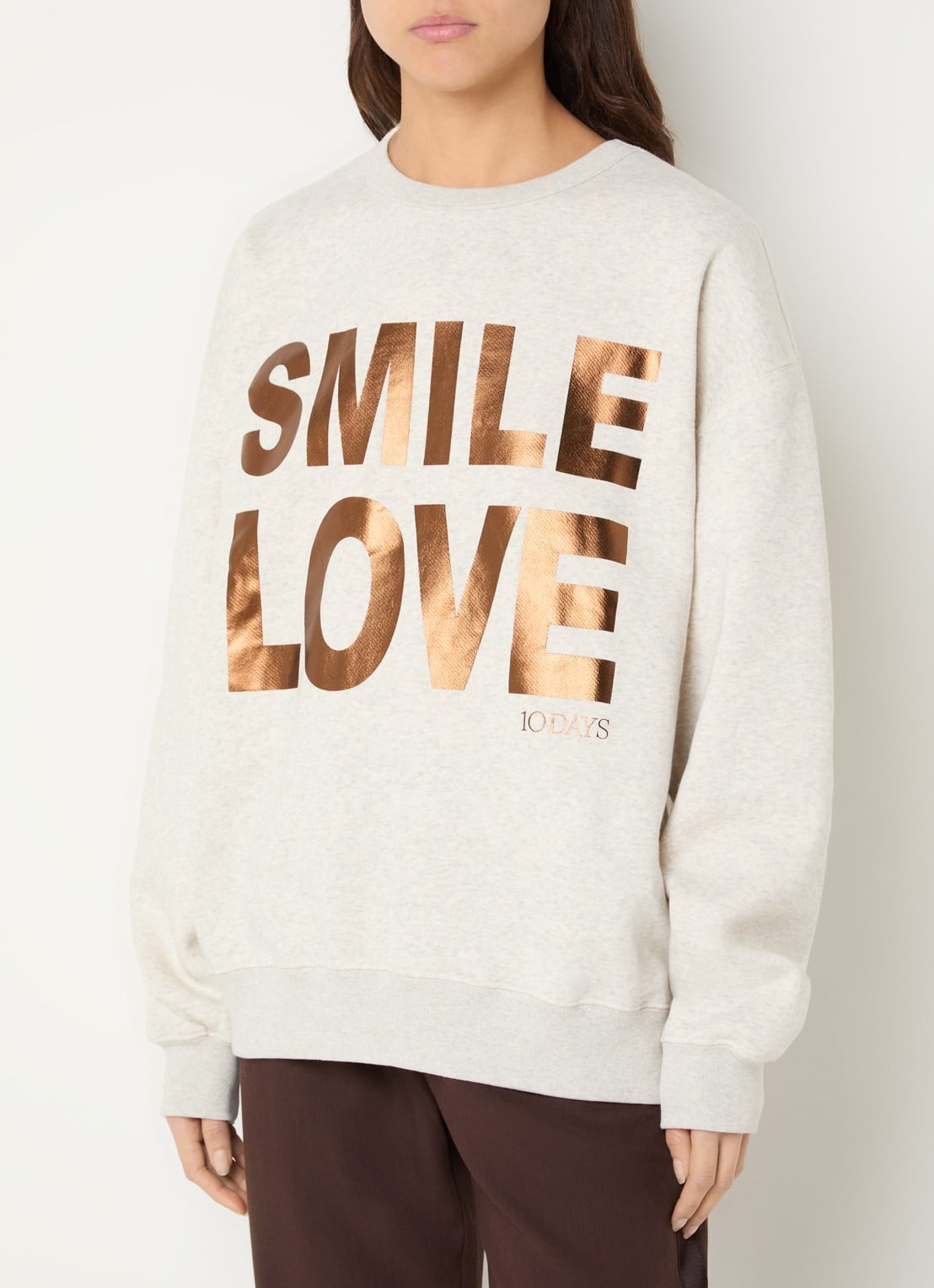 10DAYS Sweater met print en logo - detail 3 grijsmele