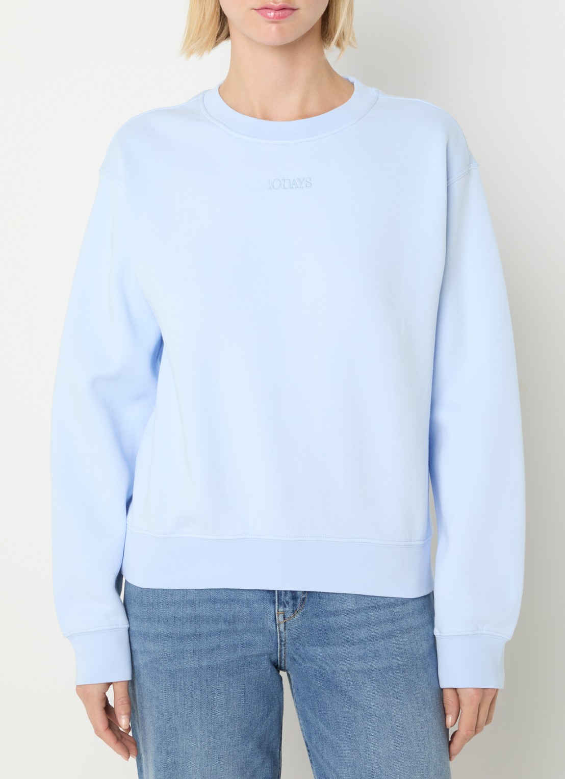 10DAYS Sweater met ronde hals - detail 2 lichtblauw