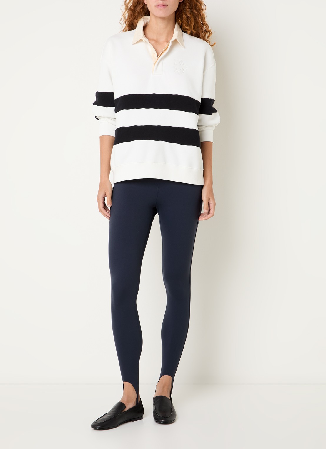 10DAYS Sweater met streepprint en polokraag - voorkant 4 creme