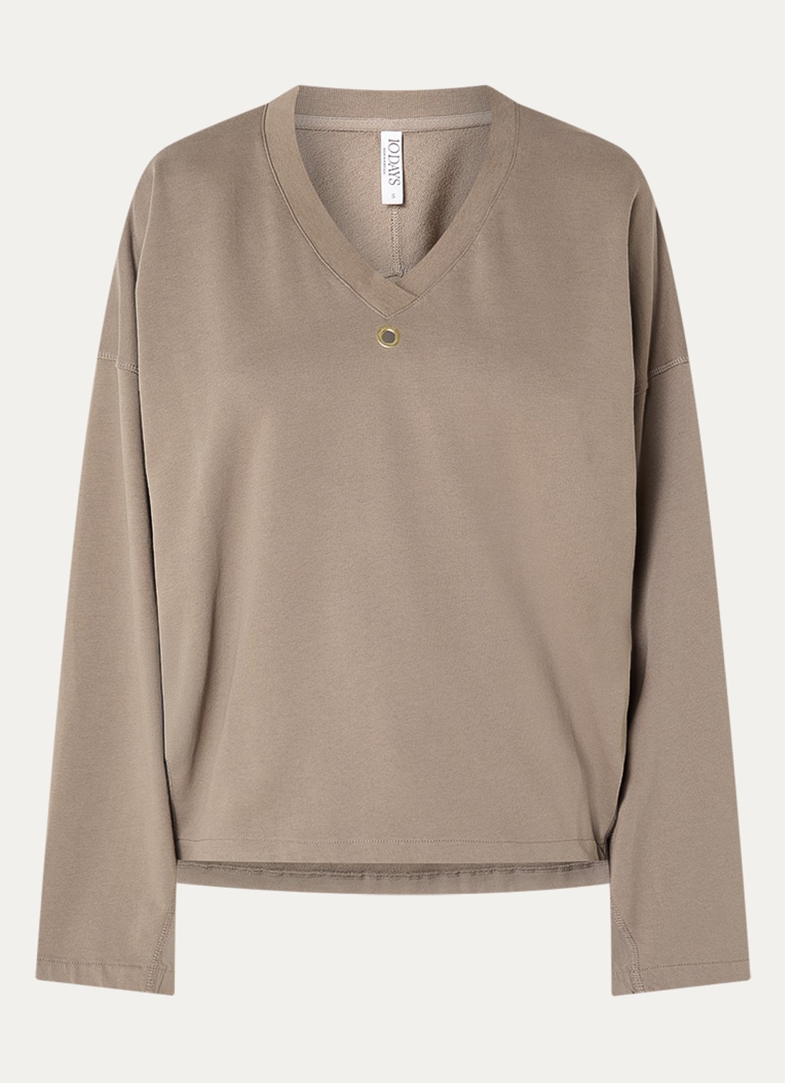 10DAYS Sweater met V-hals - voorkant 3 donkerbeige