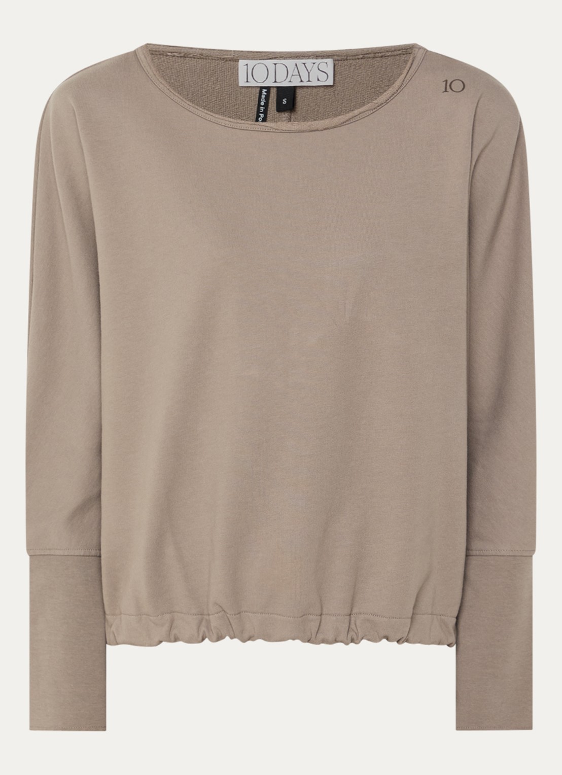 10DAYS Sweater met vleermuismouw en trekkoord - voorkant 3 beige