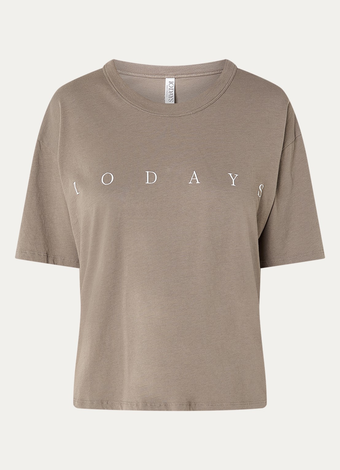 10DAYS T-shirt met logo - voorkant 2 zand