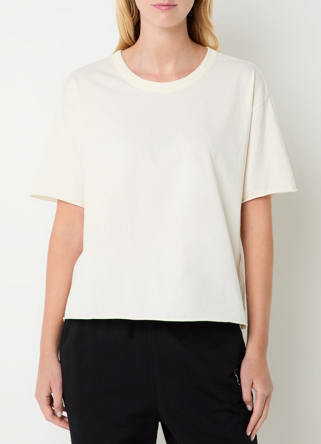 10DAYS T-shirt met logoprint - detail 2 creme