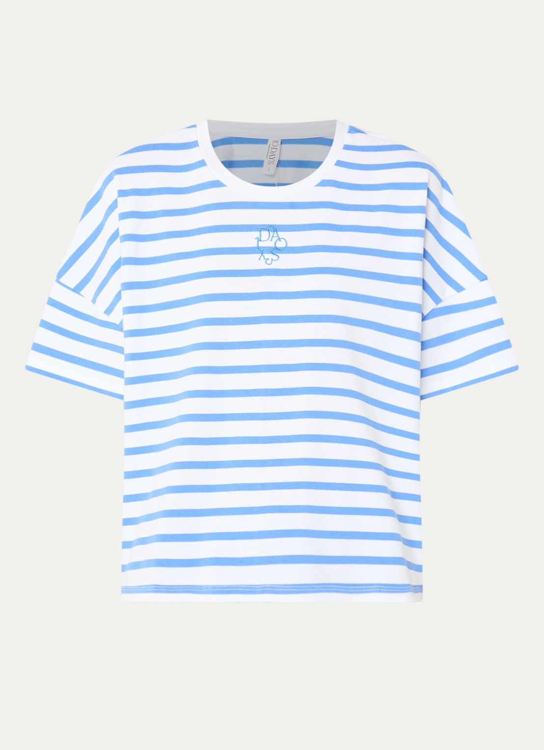 10DAYS T-shirt met streepprint - voorkant 2 blauw