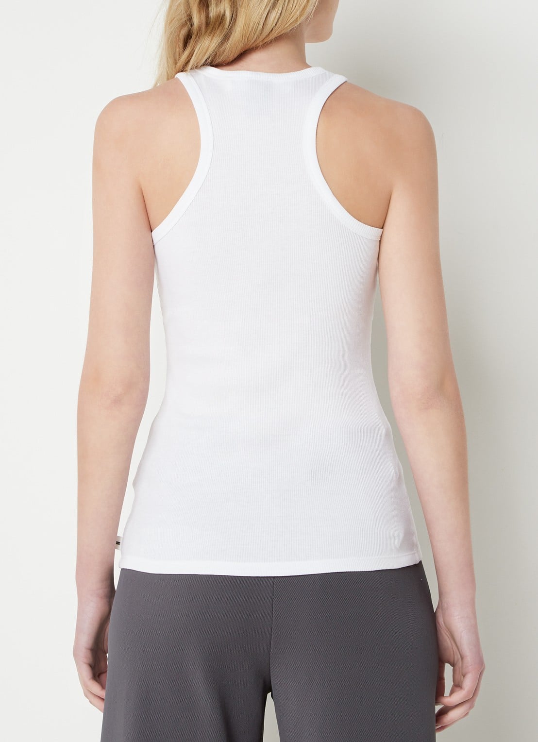 10DAYS Tanktop met ribstructuur en logoborduring - achterkant 4 wit