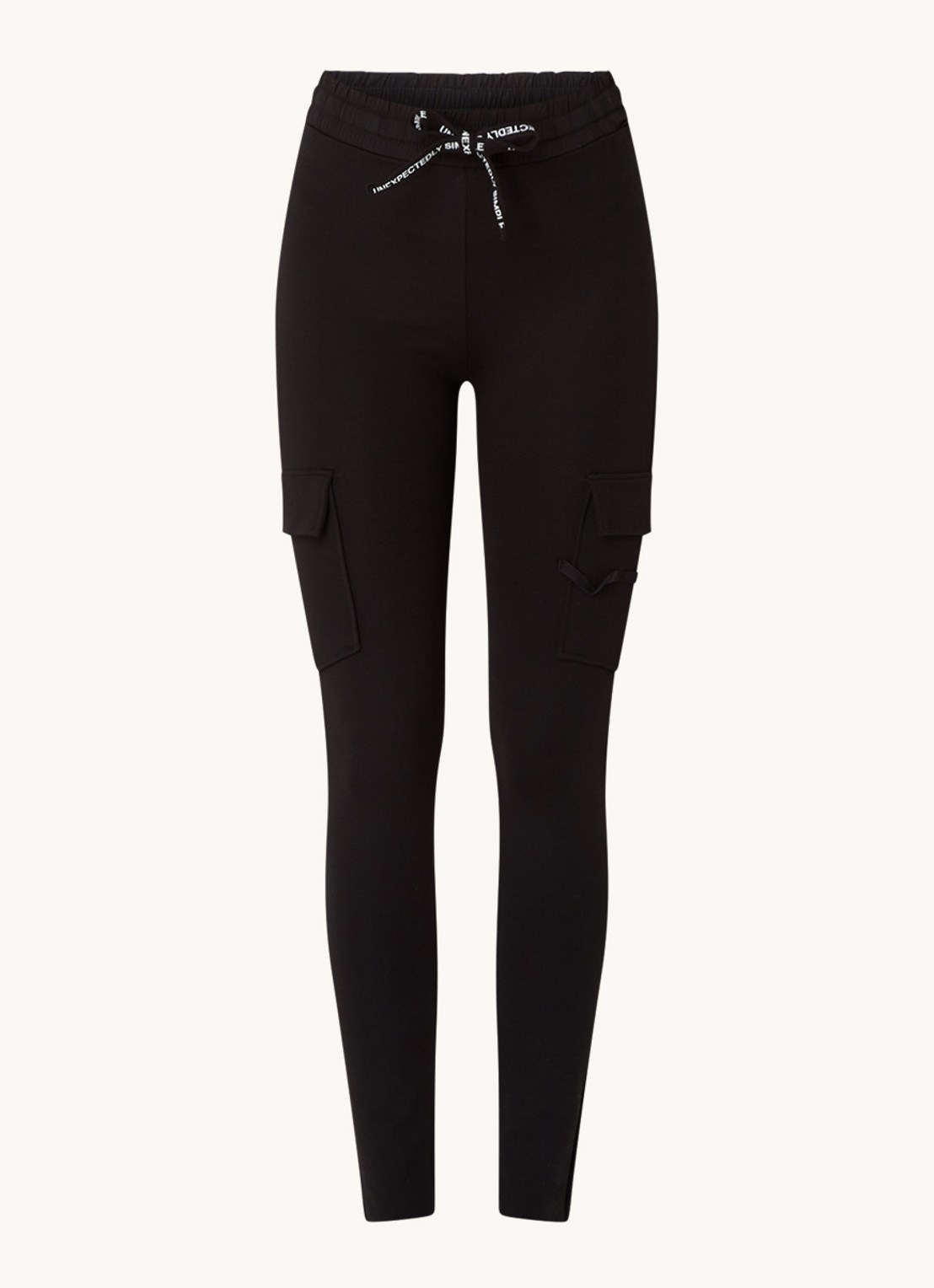10DAYS The Cargo mid waist legging met zakken - voorkant 3 zwart