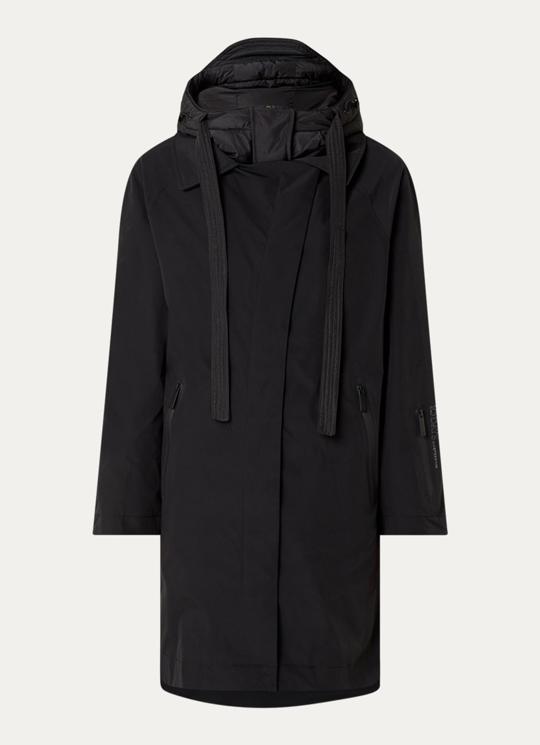 10DAYS The Cool gewatteerde parka met capuchon - voorkant zwart