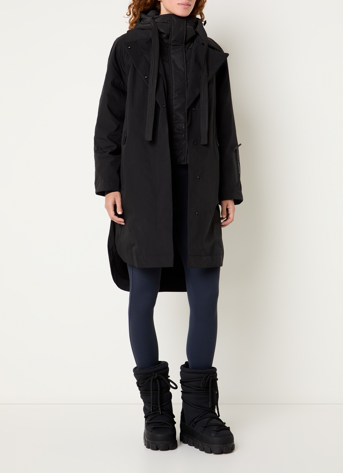 10DAYS The Cool gewatteerde parka met capuchon - voorkant 2 zwart