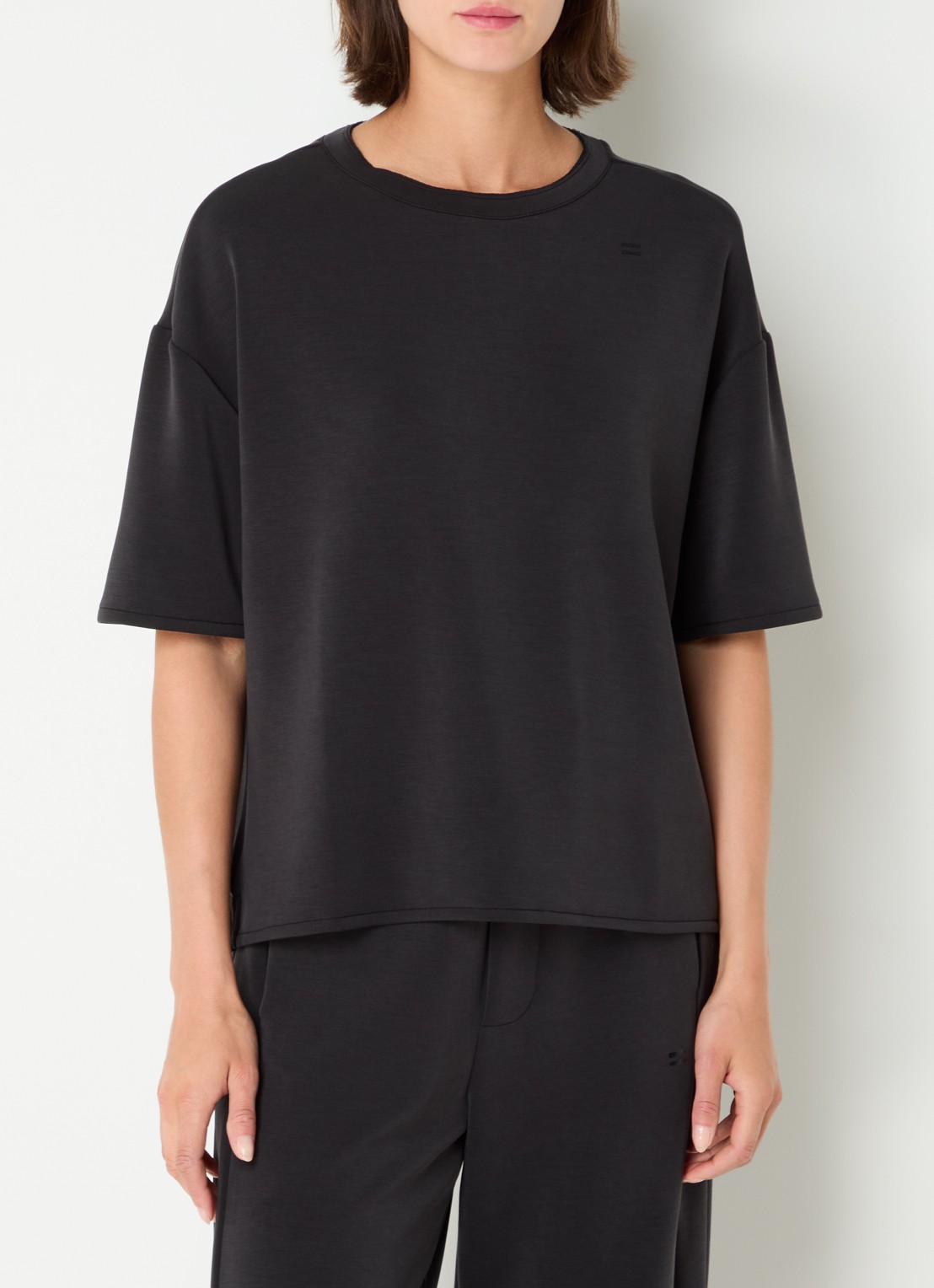 10DAYS The Soft Scuba Tee T-shirt met ronde hals - detail 3 zwart