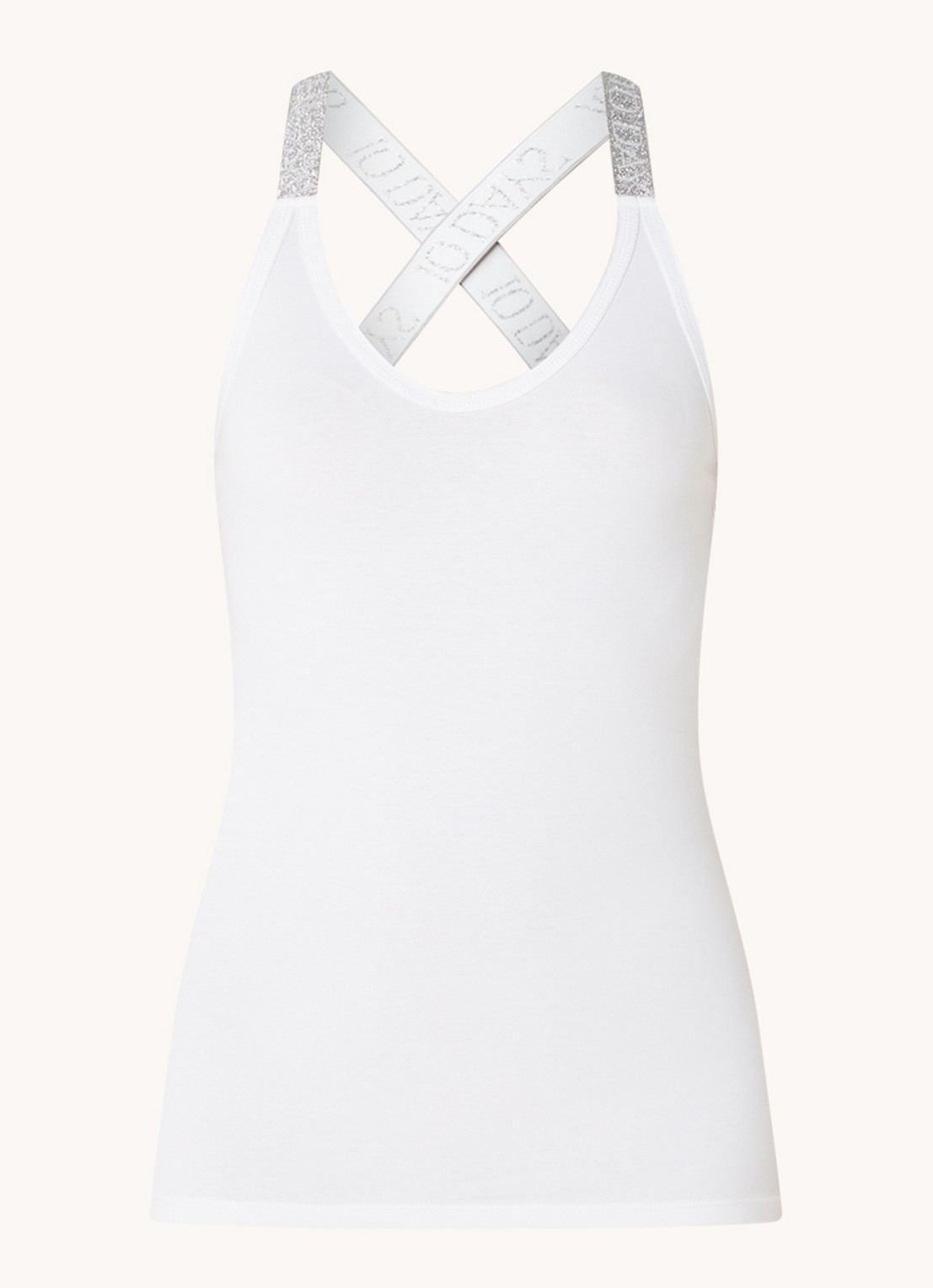 10DAYS The Wrapper top met logoband en lurex - voorkant 3 wit