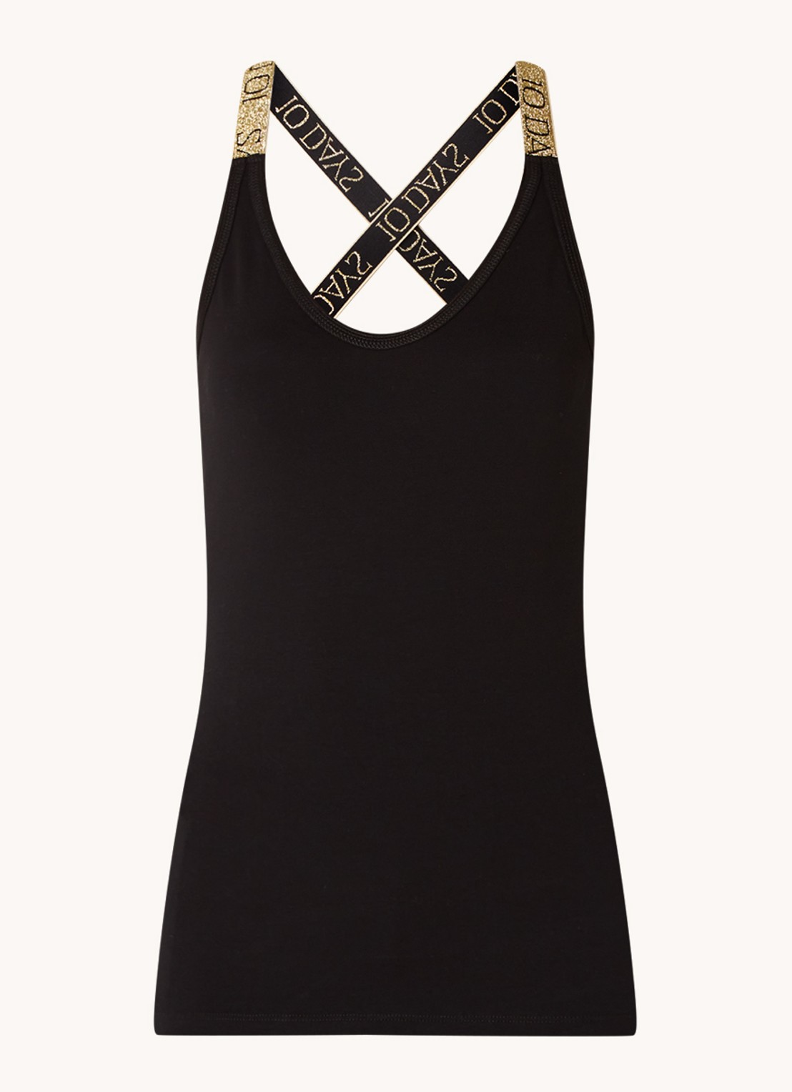 10DAYS The Wrapper top met logoband en lurex - voorkant 2 zwart