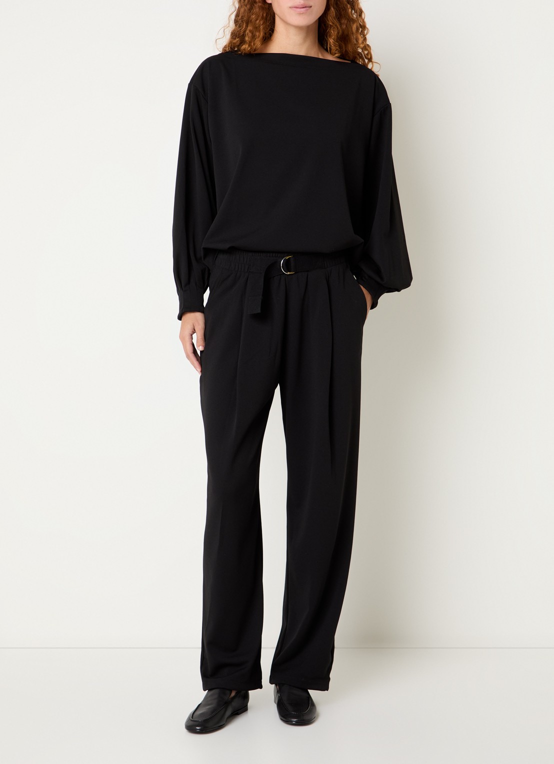 10DAYS Top met boothals - voorkant 2 zwart