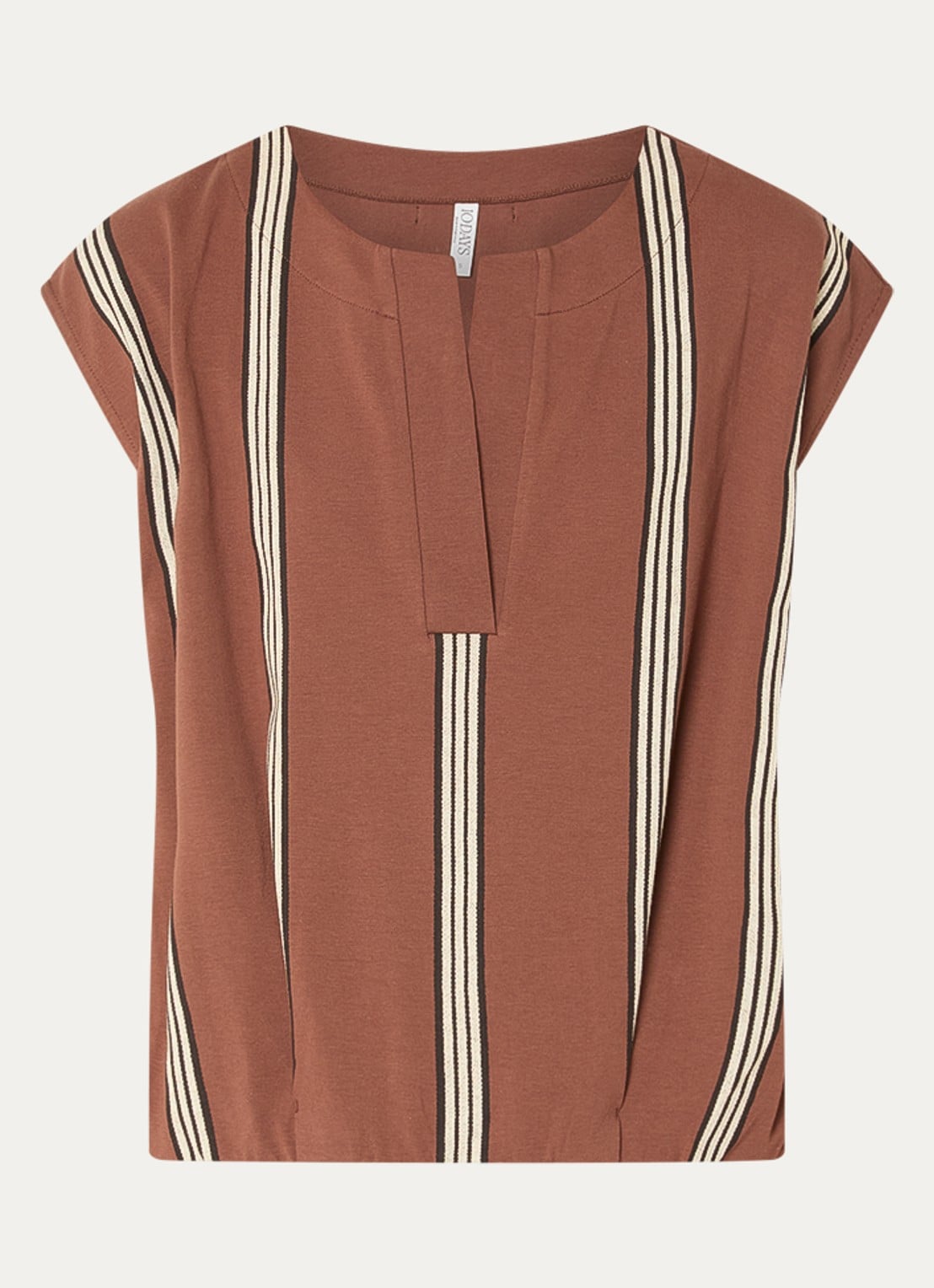 10DAYS Top met streepprint - voorkant 2 bruin