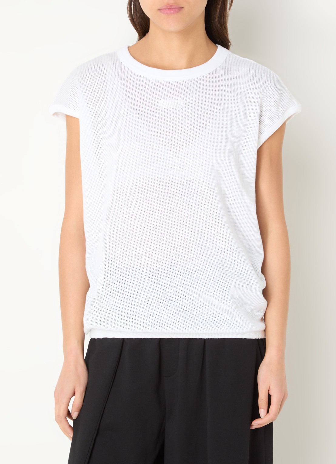 10DAYS Top van mesh met logo - detail 2 wit
