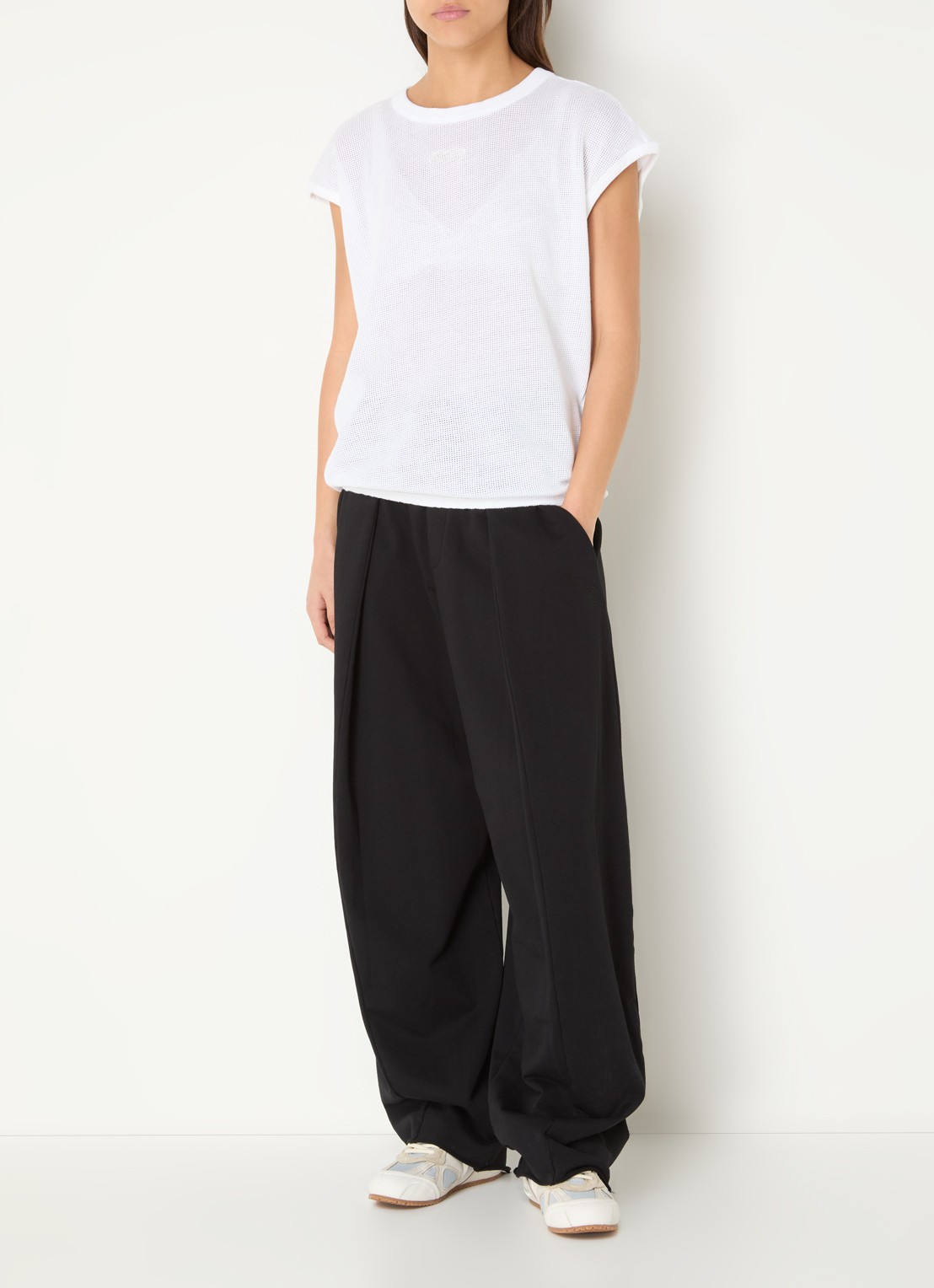 10DAYS Top van mesh met logo - voorkant 4 wit