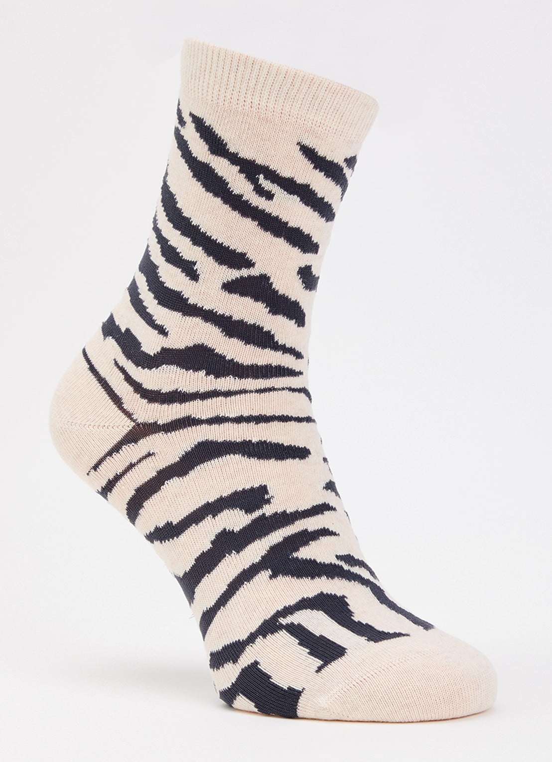 10DAYS Zebra sokken in katoenblend met dierenprint  - voorkant beige