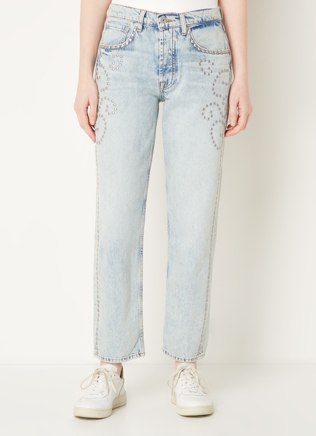 7 For All Mankind Julia mid waist boyfriend jeans met studs - detail 2 indigo