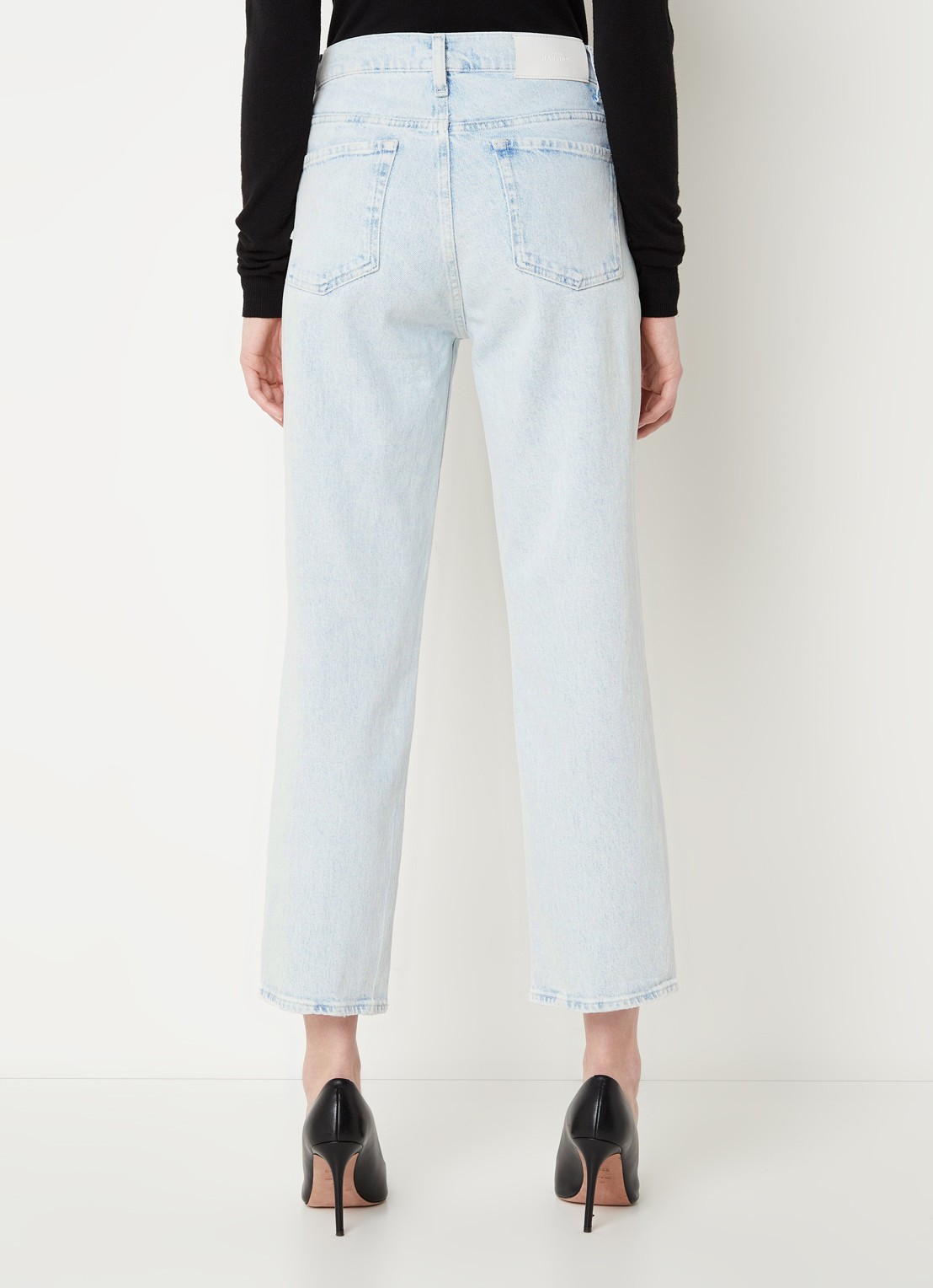 7 For All Mankind Logan high waist straight leg jeans met lichte wassing - achterkant indigo