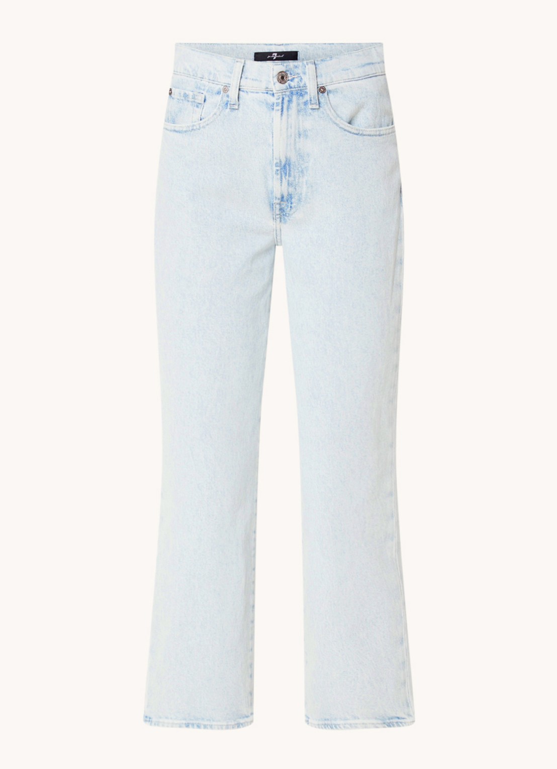 7 For All Mankind Logan high waist straight leg jeans met lichte wassing - voorkant 2 indigo
