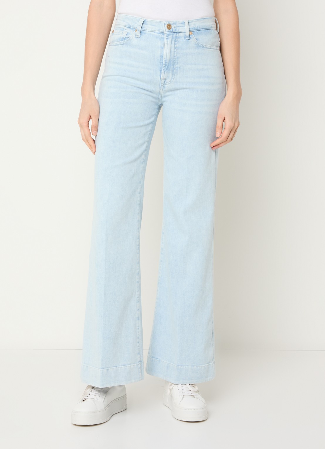 7 For All Mankind Modern Dojo Tailorless high waist flared jeans met lichte wassing - detail 4 indigo
