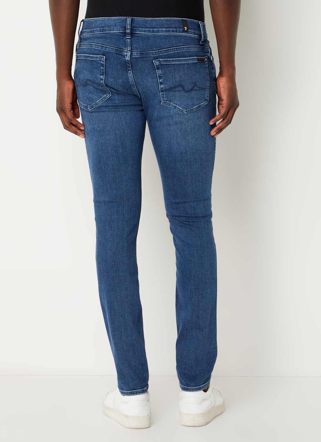 7 For All Mankind Paxtyn skinny fit jeans  met donkere wassing - achterkant indigo