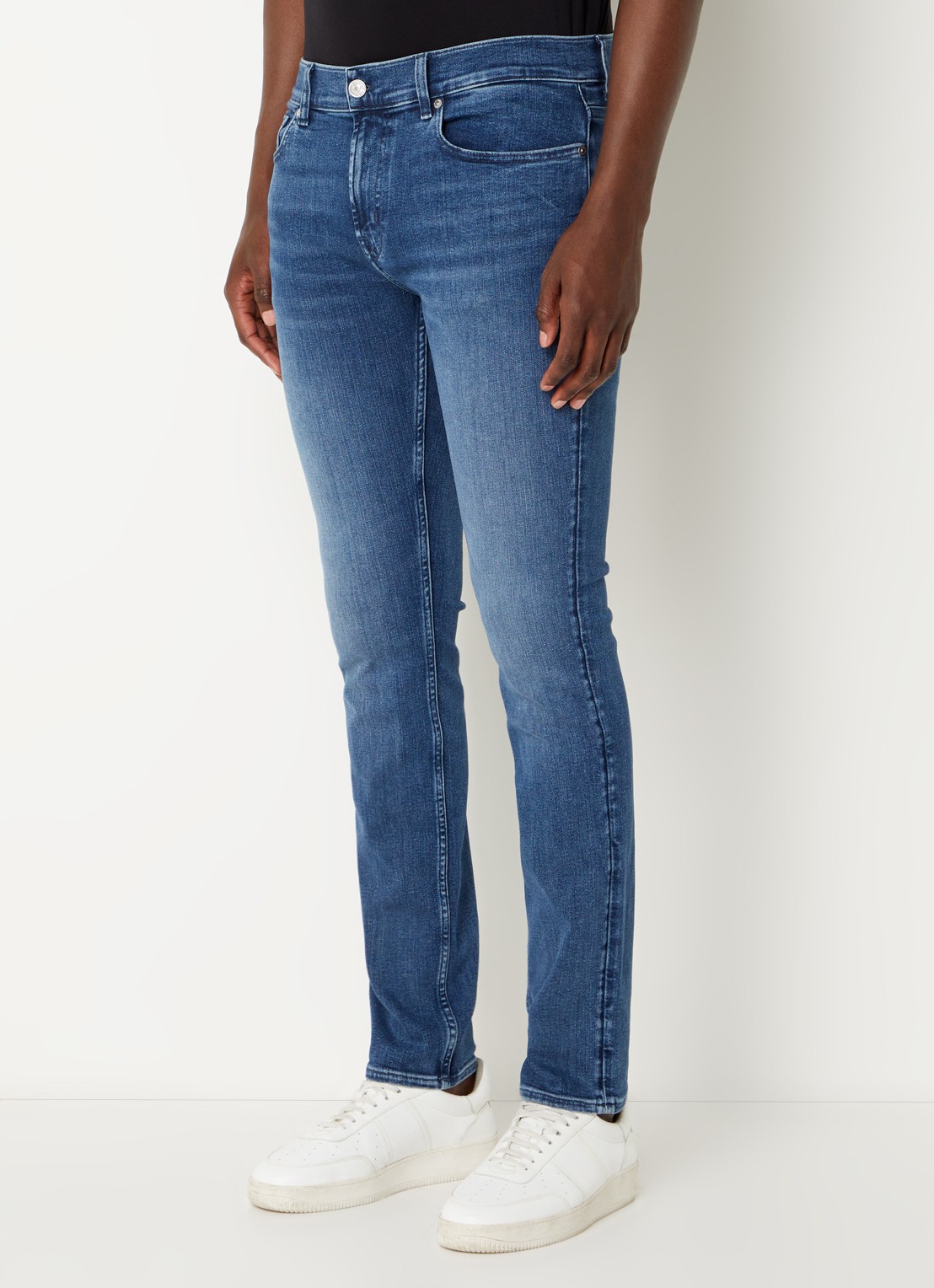 7 For All Mankind Paxtyn skinny fit jeans  met donkere wassing - detail 2 indigo