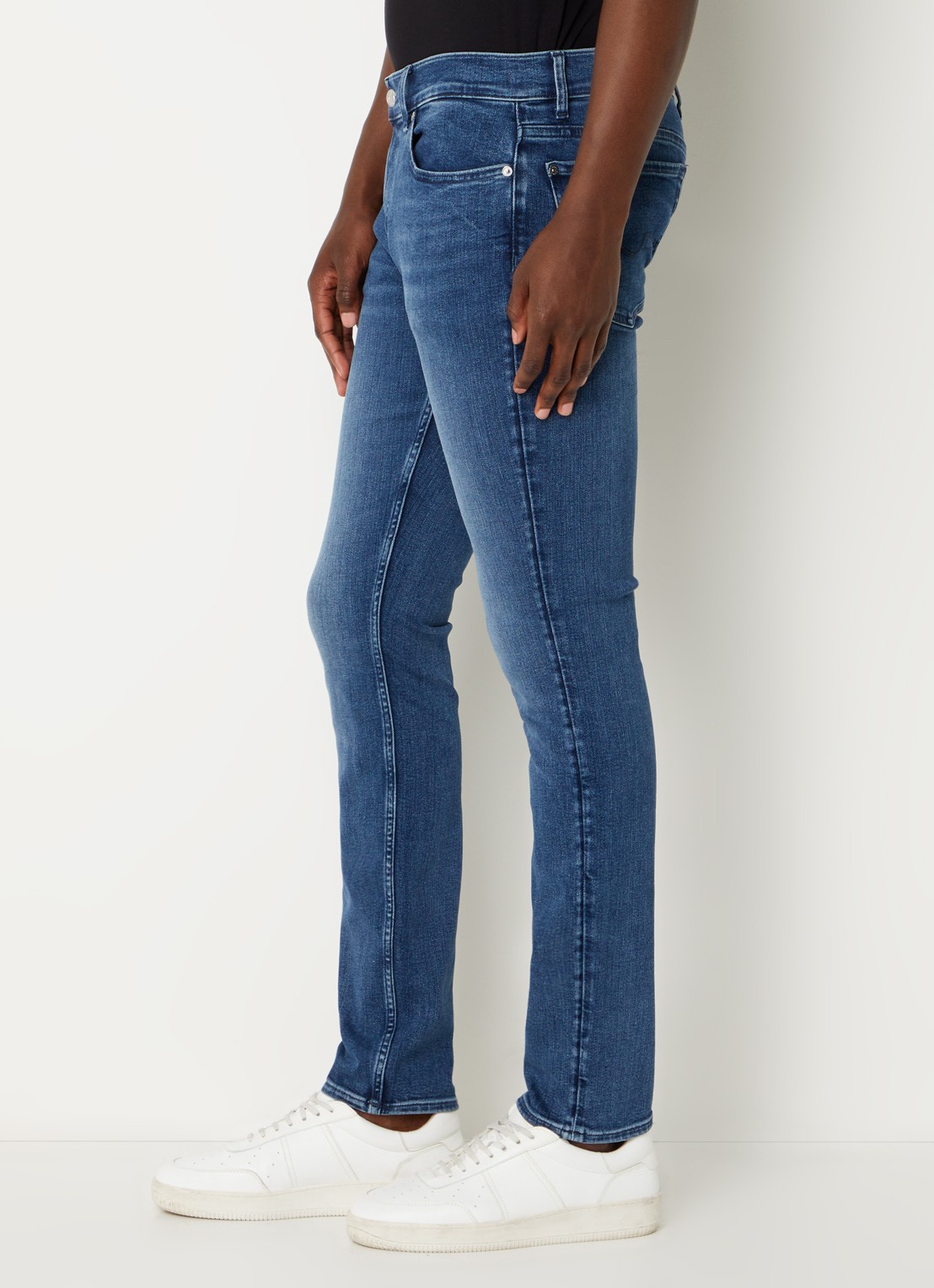 7 For All Mankind Paxtyn skinny fit jeans  met donkere wassing - detail 3 indigo