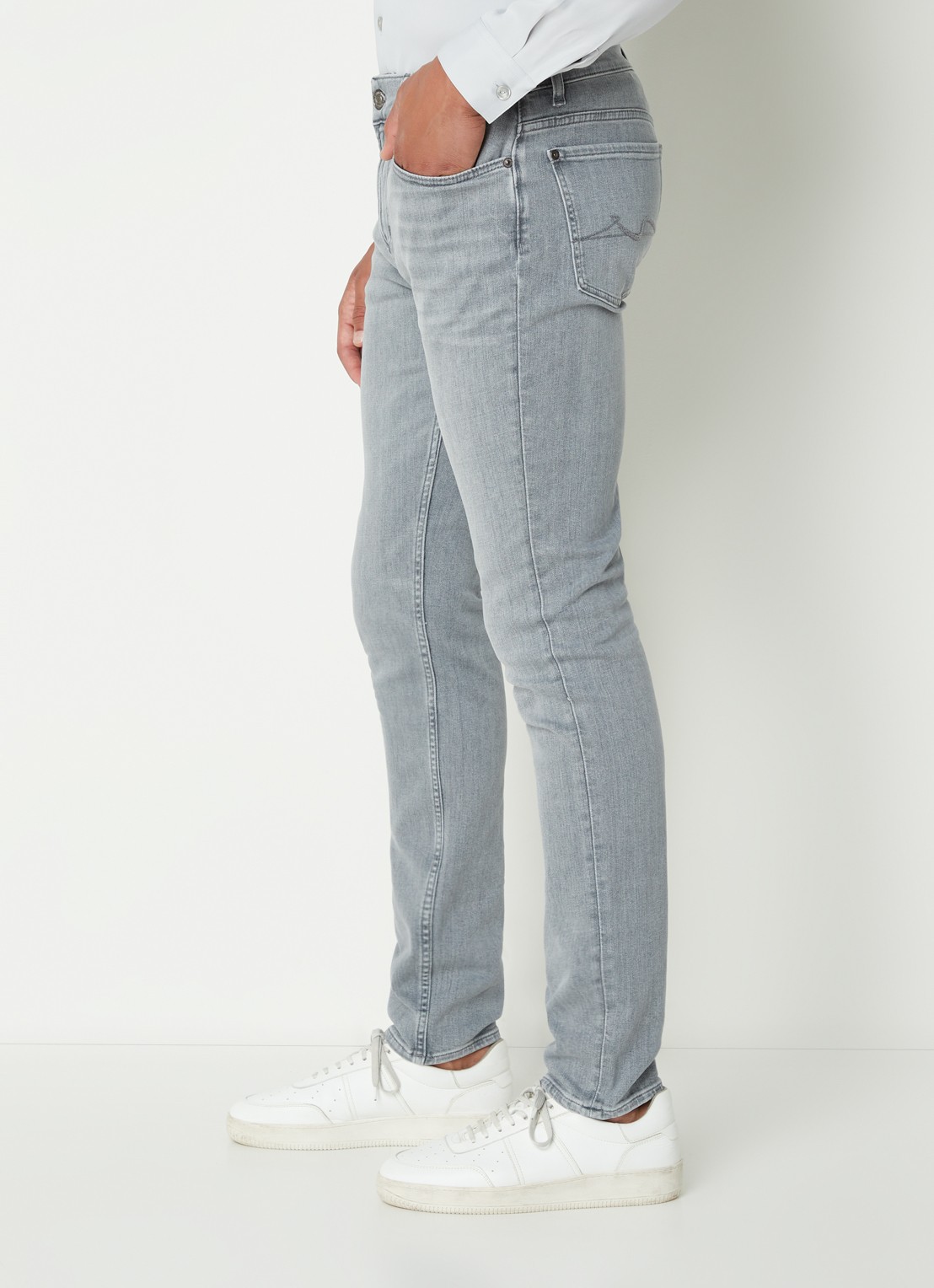 7 For All Mankind Paxtyn skinny jeans met stretch  - detail 4 grijs