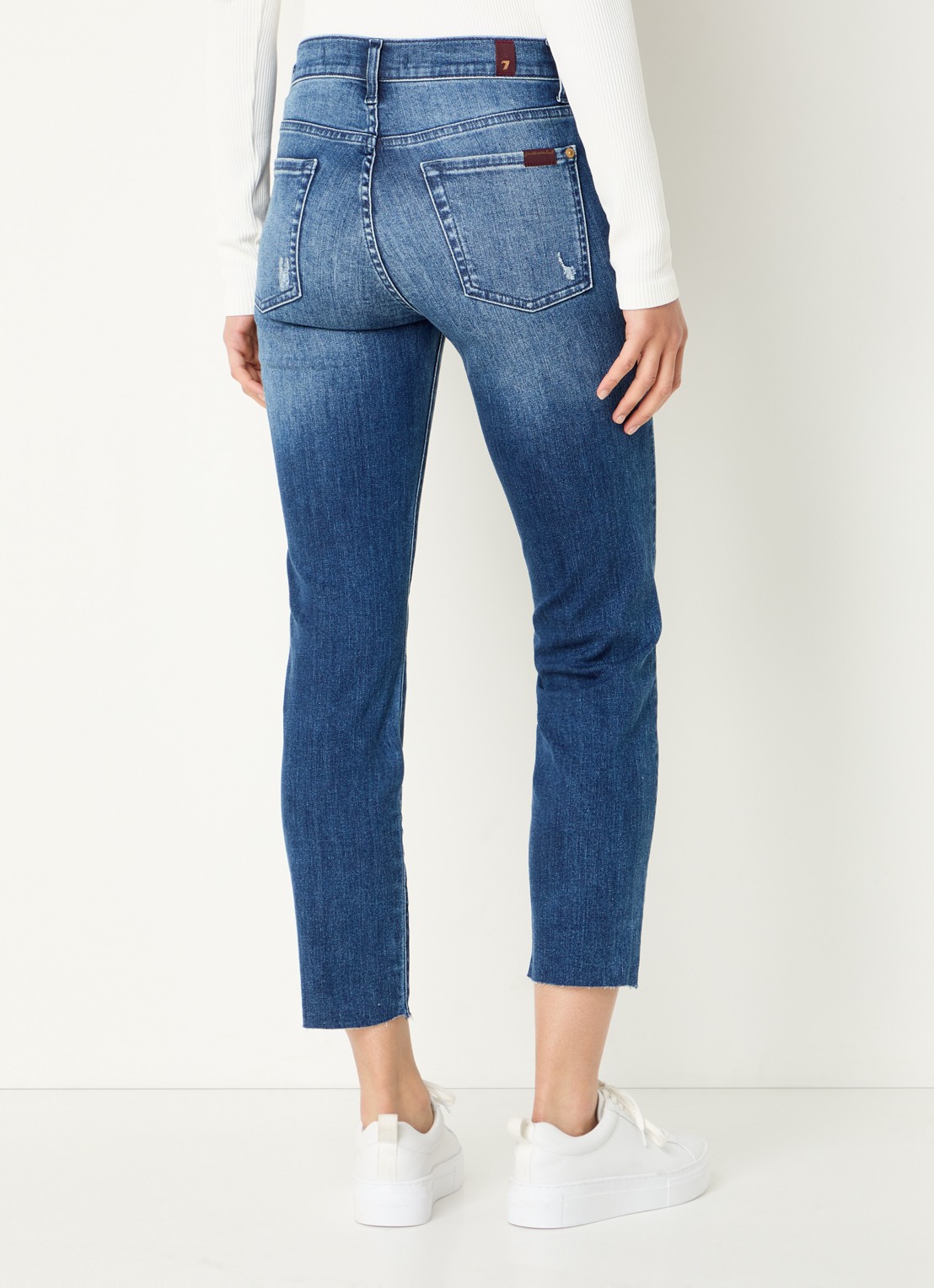 7 For All Mankind Roxanne high waist skinny cropped jeans met medium wassing - achterkant 5 indigo