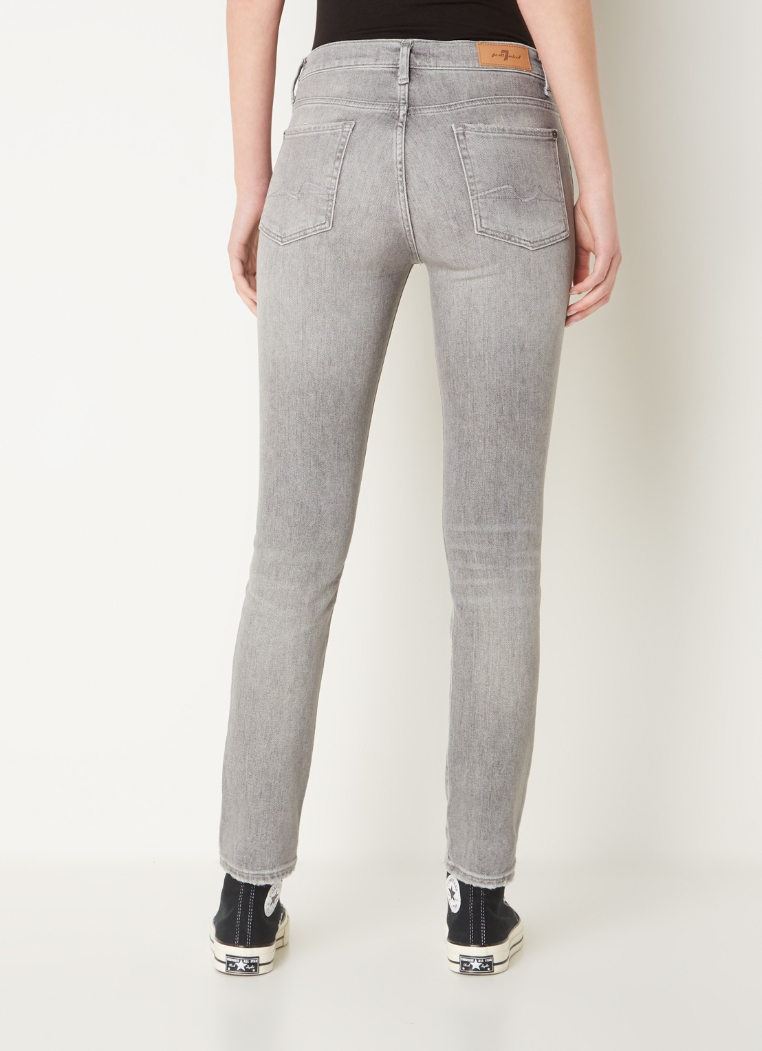 7 For All Mankind Roxanne mid waist skinny jeans  - achterkant 3 grijs