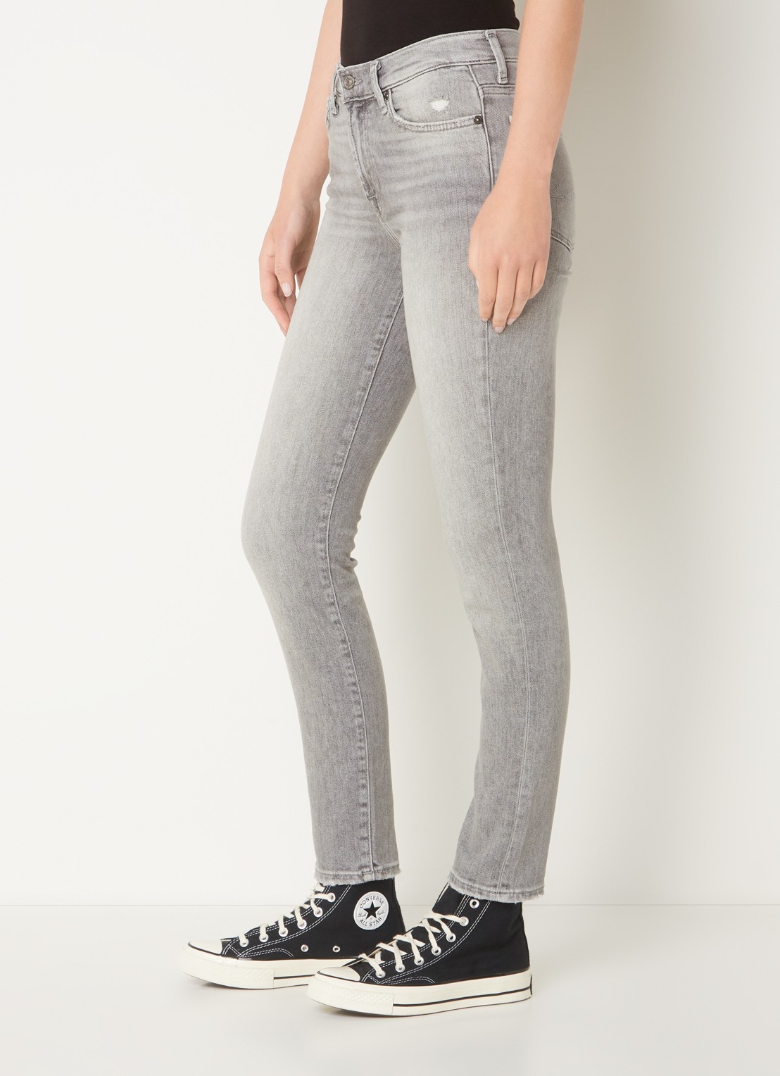 7 For All Mankind Roxanne mid waist skinny jeans  - detail 2 grijs