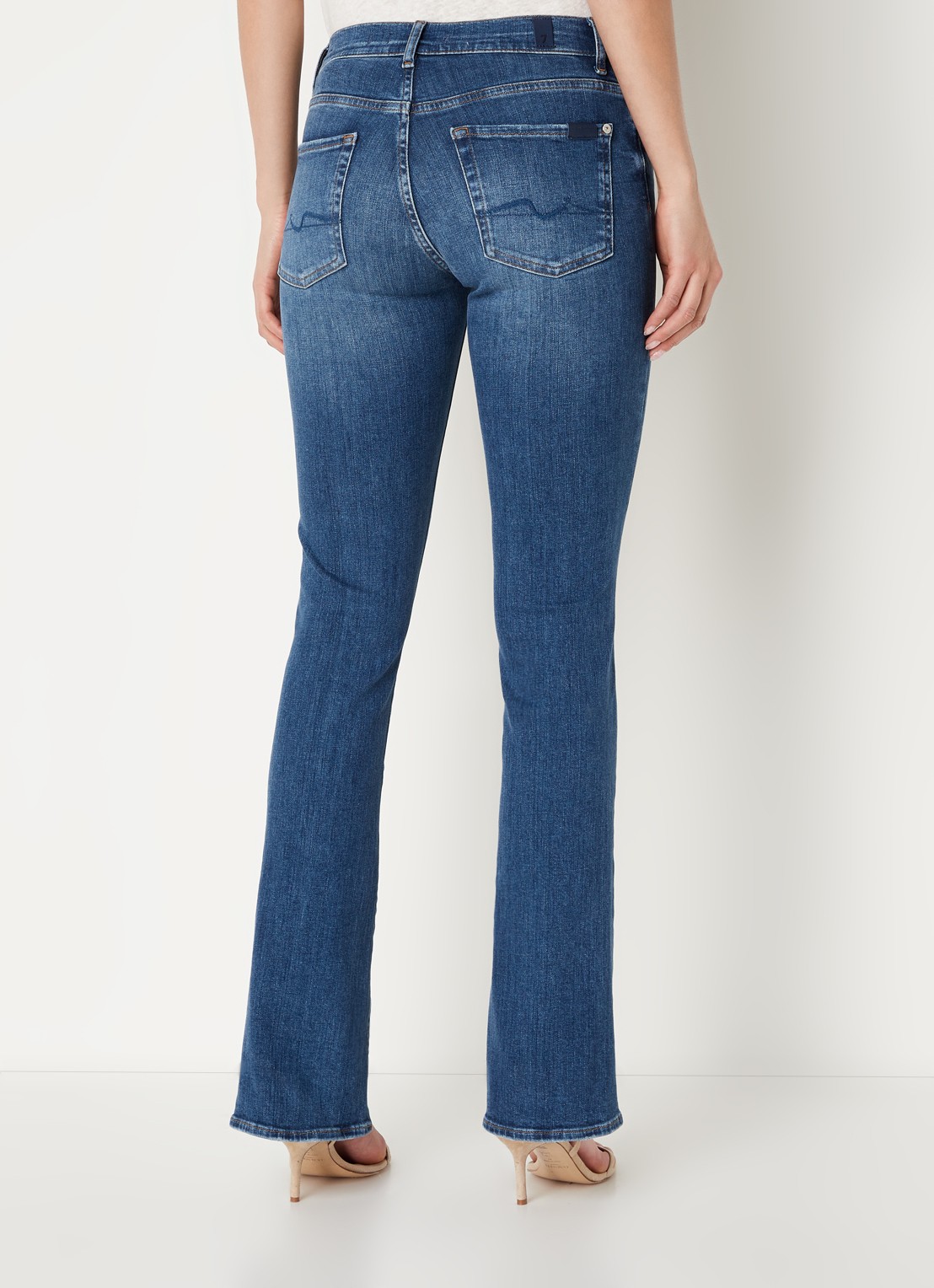 7 For All Mankind Slim illusion mid waist bootcut jeans met medium wassing  - achterkant 3 blauw
