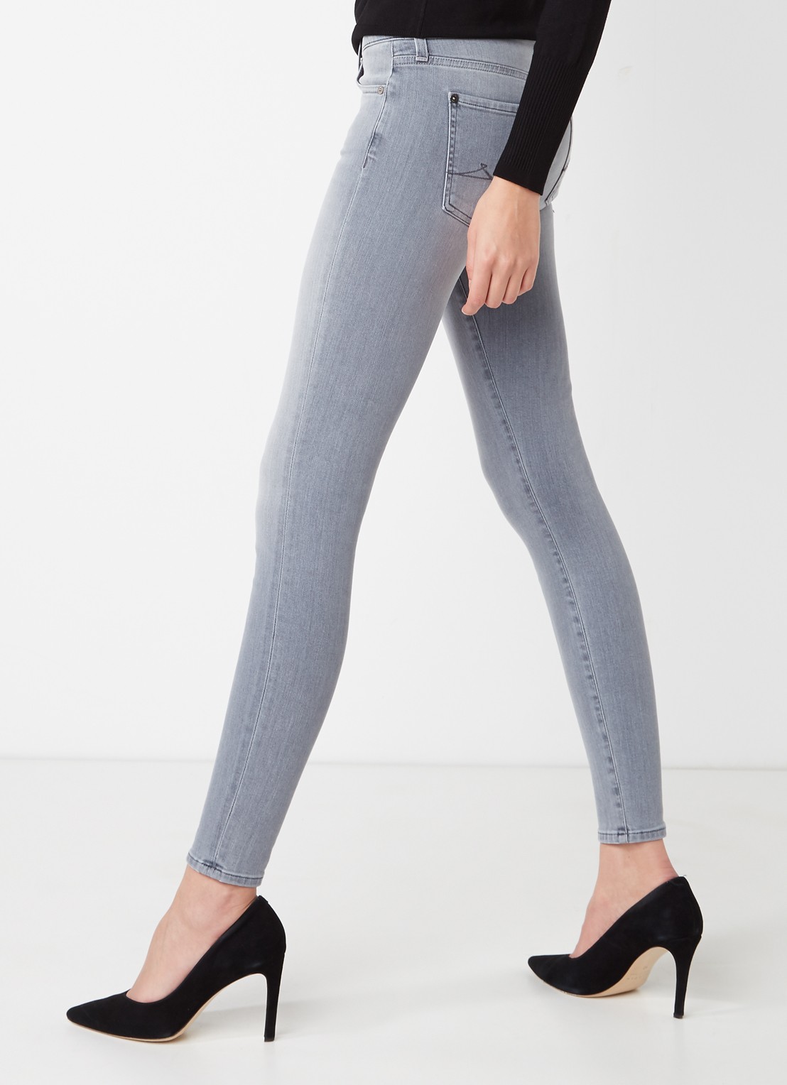 7 For All Mankind The Skinny Slim Illusion skinny jeans met lichte wassing - detail 2 grijs