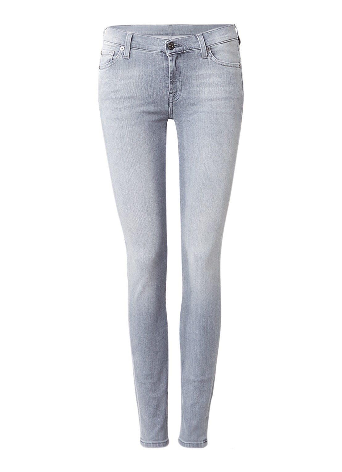 7 For All Mankind The Skinny Slim Illusion skinny jeans met lichte wassing - voorkant 5 grijs