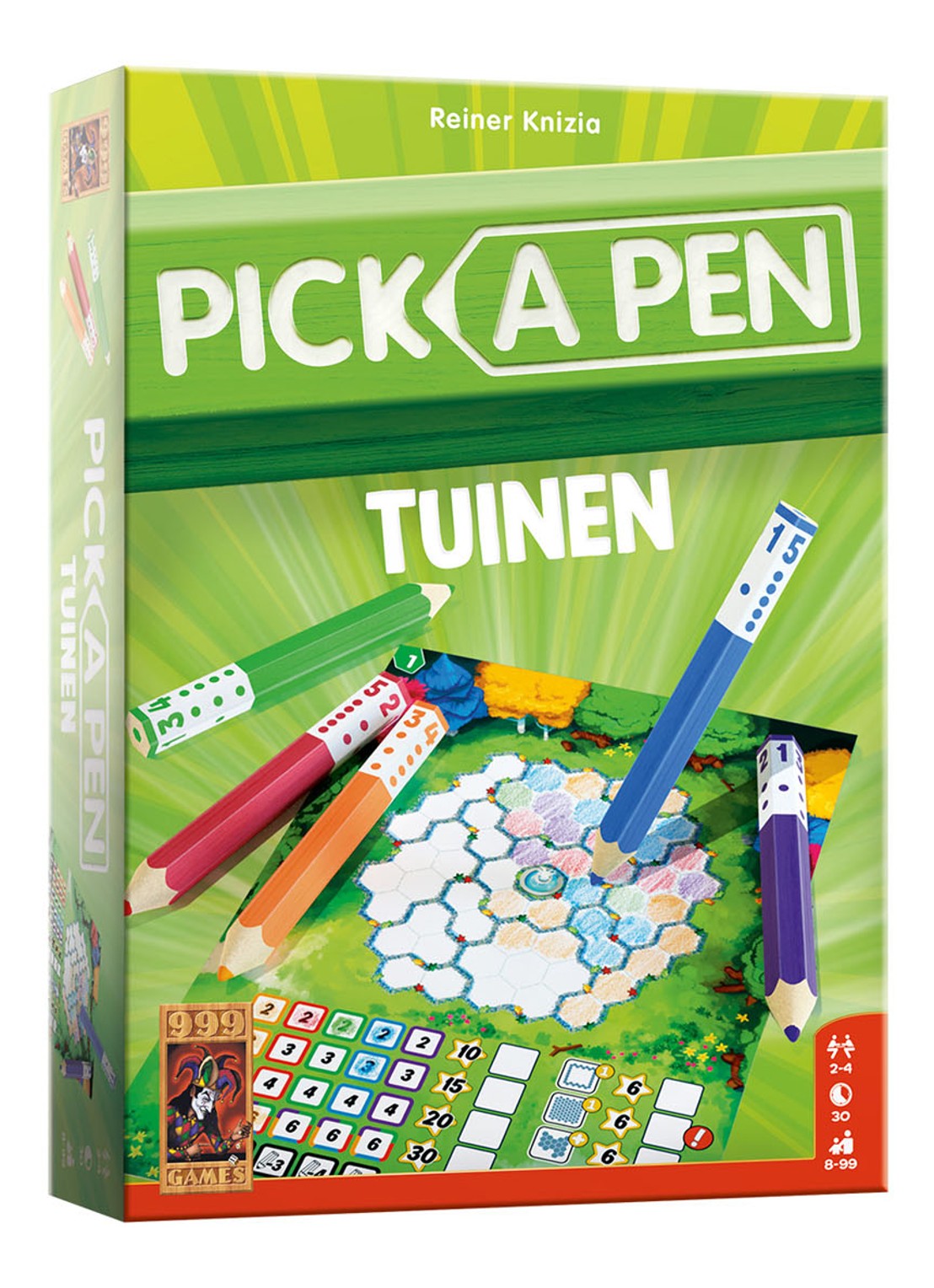 999 Games Pick a Pen Tuinen dobbelspel - voorkant 3 multicolor