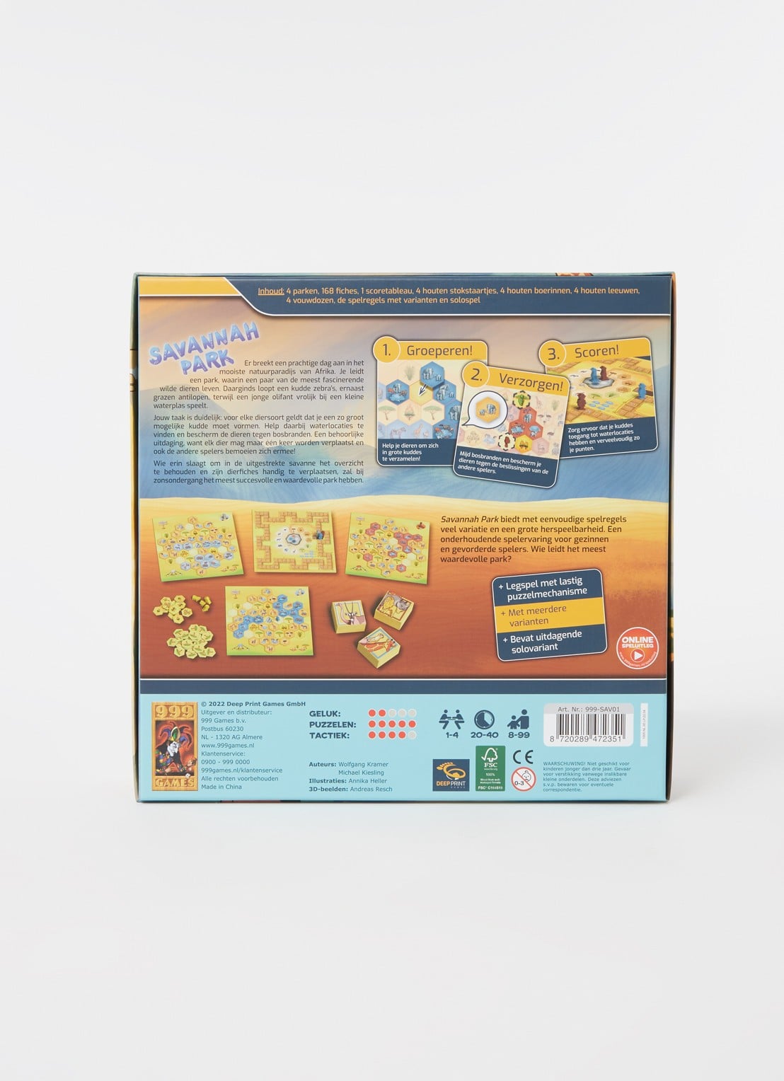 999 Games Savannah Park bordspel - voorkant 2 geel