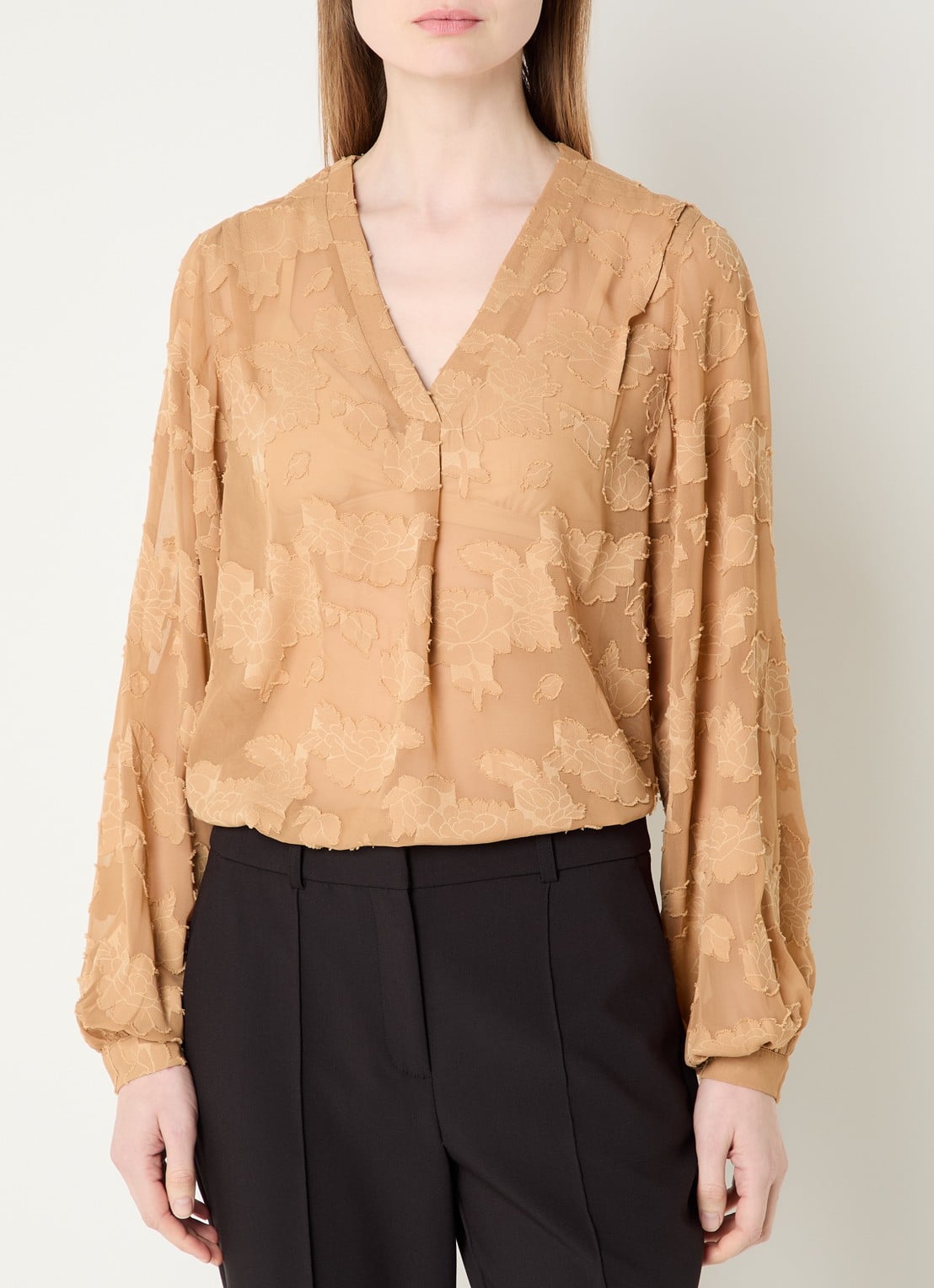 Aaiko Alana tuniek met ballonmouw - detail 3 camel