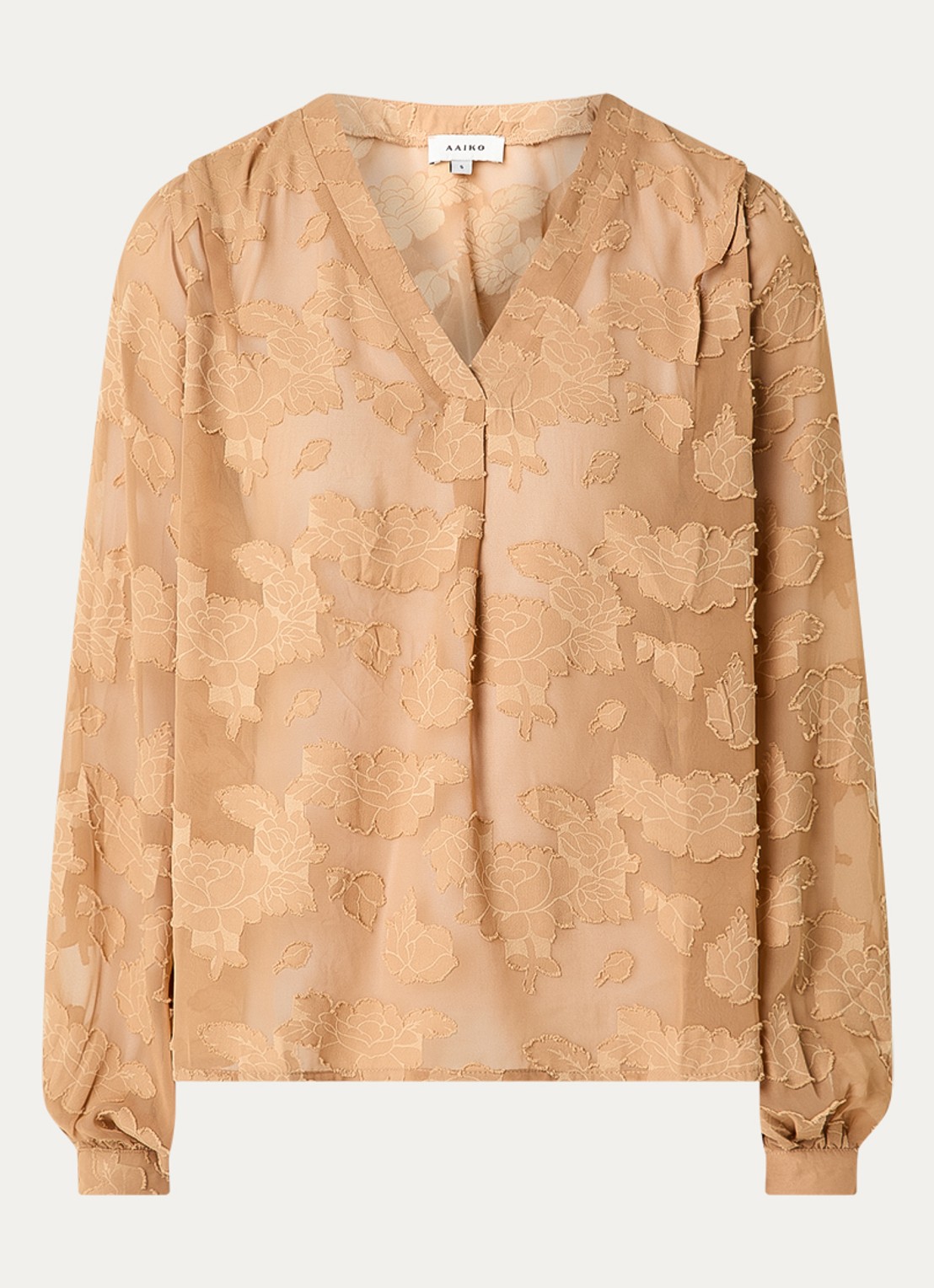 Aaiko Alana tuniek met ballonmouw - voorkant camel