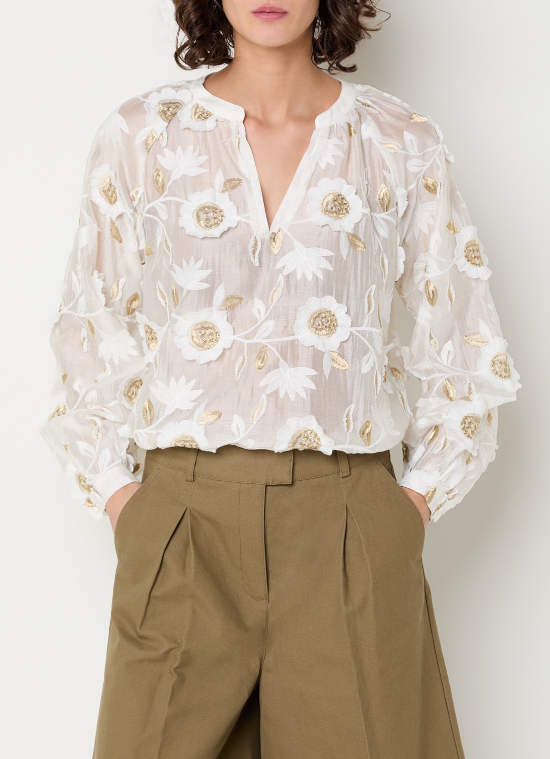 Aaiko Alanza blouse met borduring - detail 3 wit
