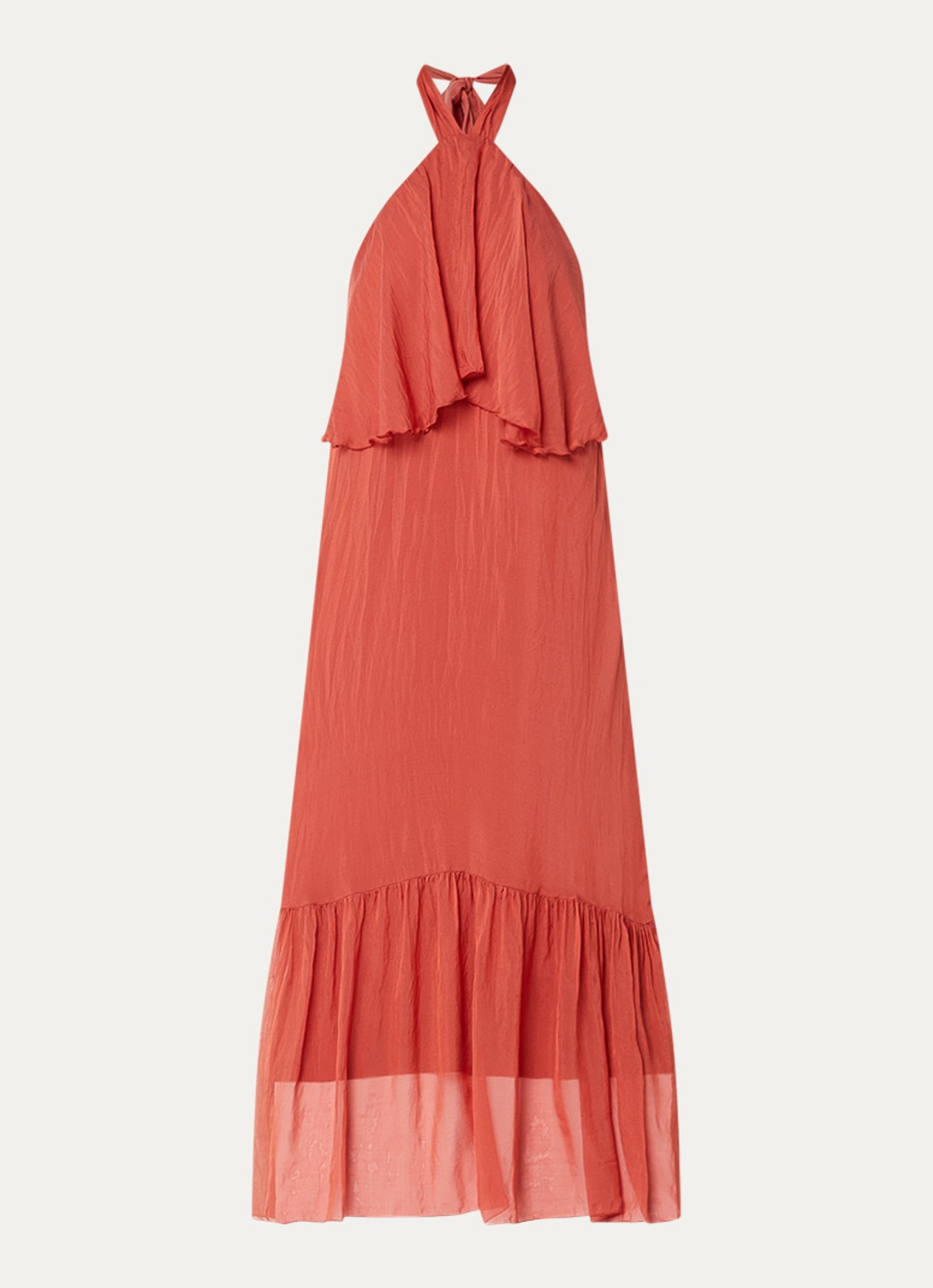 Aaiko Albina maxi jurk met ruches - voorkant 3 kersenrood